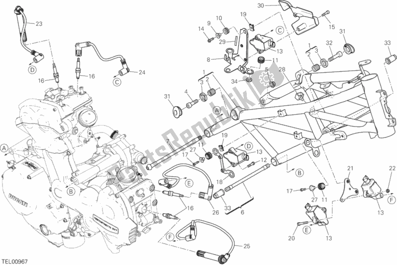 Alle onderdelen voor de Kader van de Ducati Multistrada 1200 Enduro Thailand 2017